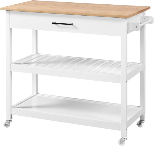 RollingChef – 40" Kitchen Island Cart(White)