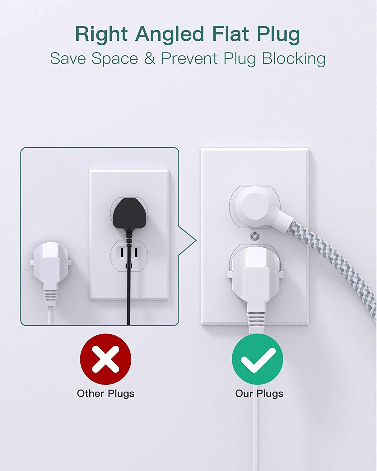 PowerHub Flat Plug Power Strip